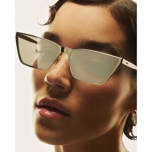 QUAY Bad Habit Chrome 38mm Statement Cat Eye Sunglasses